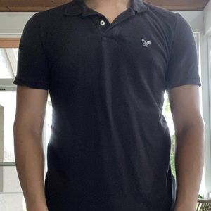 Black short sleeve collared shirt